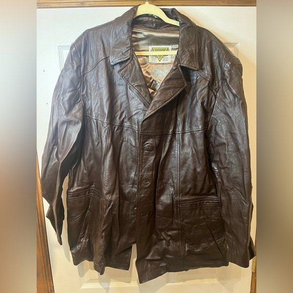 Brown Trench Coat with Classic Leather Finish - Picture 1 of 5